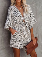 Lunivop  Spring Women's V-neck Lacing Loose Jumpsuit Fashion Leopard Print Long Sleeved Jumpsuit Casual Versatile Holiday Style Jumpsuit