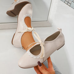 Lunivop  Women Spring Plus Size Lace Slip Strap Soft Sole Non-Slip Flats Round Toe Shallow Mouth Low Top Shoes Lace decorative edge
