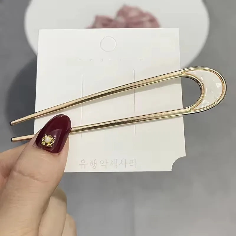 Lunivop  U-Shaped Hair Fork Fashion Hairpin Black Color Metal Hairpin Geometric Design Headwear Hair Sticks Women Girls