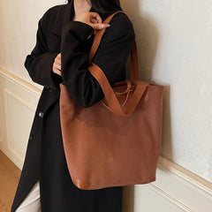 Lunivop  Japanese American-Style Workwear Retro Large Commuter Bag, Crossbody Suede Handbag, Melard Color Series Tote Bag for Work and College Students