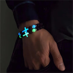 Lunivop New Fashion Vintage Luminous Cross Volcano Stone Beaded Bracelet for Women Men Niche Design Hiphop Party Jewelry Gifts