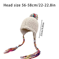 Lunivop New women's colorful tasseled wool cap Ethnic style caps warm ear protection hat Thickened hand-knit cap cold wool cap