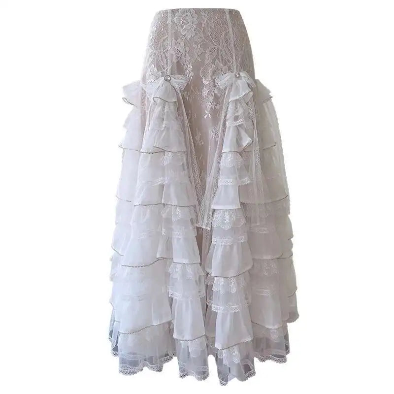 Lunivop  French Style Sleeveless Camisole Top Waist Cinching Skirt Hollowed Out Embroidery Two-piece Set Female 2025 New