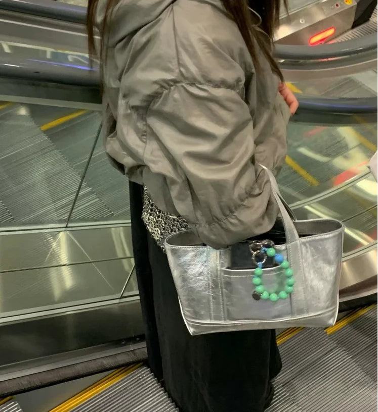 Lunivop   New Faionable Silver Large Capaci Tote Bag Women's Practical Handbag Trendy Casual oulder Bag for Youth
