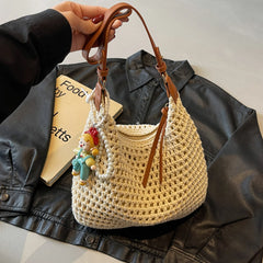 Lunivop  Travel Bag Hand-Woven Large-Capacity Straw Bag Women's New Beach Shoulder Bag Summer Tote Bag Seaside Play Travel Work Clothing to Work to School