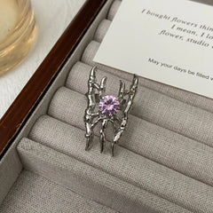 Lunivop Gothic Irregular Spider Webs Zircon Rings Punk Crystal Grunge Ring Dark Spider Animal Goth Open Rings for Women Jewelry