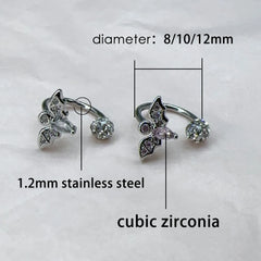 Lunivop  1pc Punk Cool Bat Lip Ring C-shaped Stainless Steel Zircon Labret Piercing Lip Ring Cartilage Fashion Body Jewelry Gifts