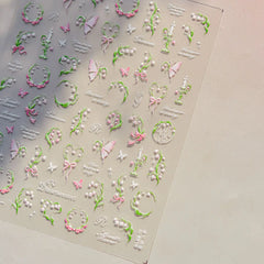 Lunivop  Blossoming Sakura Spring Petal Cherry Flowers Living Peach Branch 5D Nail Art Sticker Soft Relief Adhesive Chic Manicure Decals