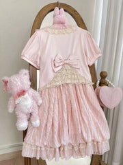 Lunivop  Retro Japanese Lolita Outfits Women Sweet Kawaii Tops Ruffle Mini Dress Suits Y2k Preppy Casual 2 Piece Sets
