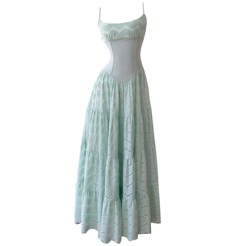 Lunivop  New Item Fashion Women Party Long Dress Lace Patchwork Strapless Collarsilk Ribbon Female Suspender Dresses