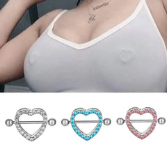 Lunivop 1pc Love Heart Nipple Piercing Stainless Steel Crystal Sexy Nipple Ring Nails Barbell Body Pierced Jewelry Chest Decor Party