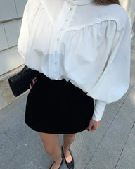 Lunivop  Spring Autumn Women's Elegant Blouses Vintage Palace Style Lantern Sleeve Shirt Stand Collar Simple Solid Woman Clothes