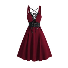 Lunivop  Womens Gothic Dresses Sets Solid Color Open Front Crop Jacket and Lace Up Buckle Strap Crisscross Dress Outfit1