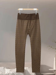 Lunivop  Autumn Winter Print Contrast Women's Pants Slim High Waist Patchwork Female Long Skinny Pant Lady Hip Package Trousers New