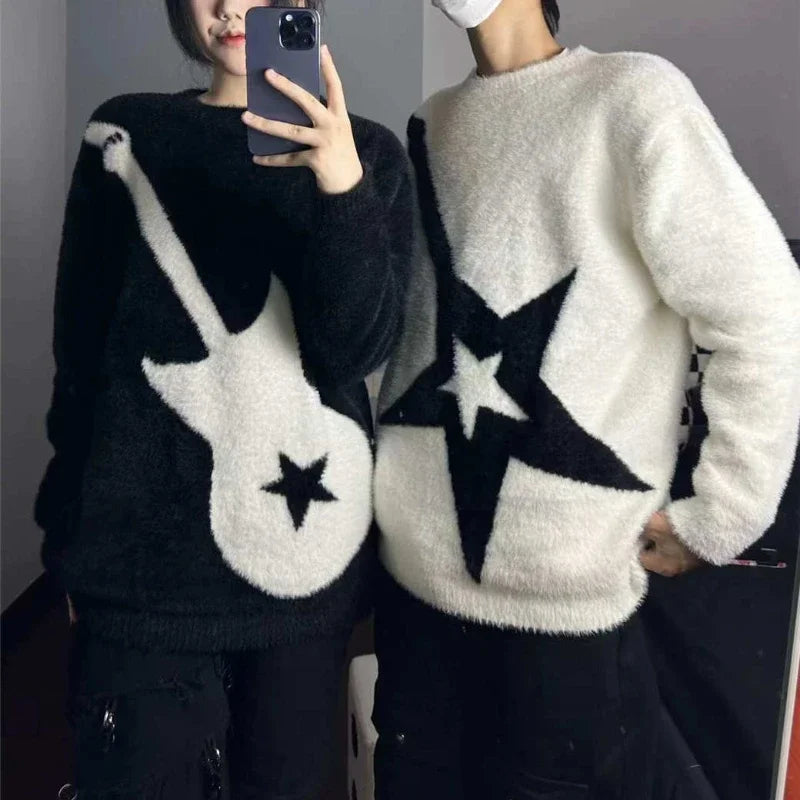 Lunivop Gothic Vintage Y2k Sweater Women Harajuku Punk Long Sleeve Knitted Pullover Japanese Style Grunge Streetwear Sweaters