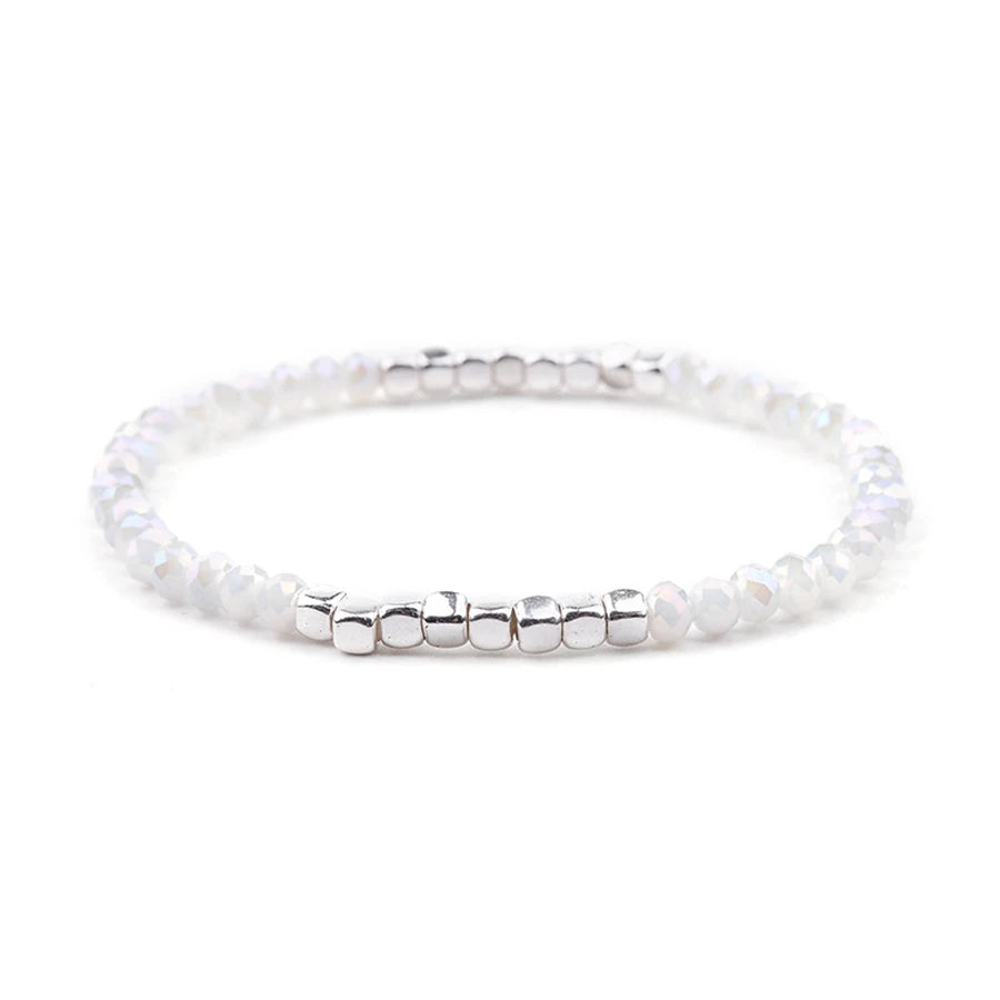 Lunivop 1Pcs Trendy Simple Crystal Beaded Bracelet for Women Elastic Adjustable Charm Bracelet Sweet Elegant Beach Party Jewelry Gifts