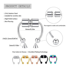 Lunivop  2Pcs or 5Pcs Magnet Nose Ring Stainless Steel Horseshoe Ring Nose Clip Non-pierced Nose Hoop Magnetic Nose Nail piercing nariz
