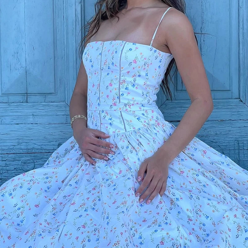 Lunivop   Elegant Slim Pleated Print Sleeveless Maxi Dresses Aesthetic Off Shoulder Spaghetti Strap Dress Women Party Vestidos