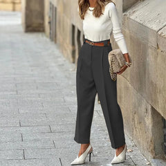 Lunivop  Business Trousers Ankle-Length Straight Leg Women Long Anti-Shrink Pants Office Ladies High Waist Female Clothing