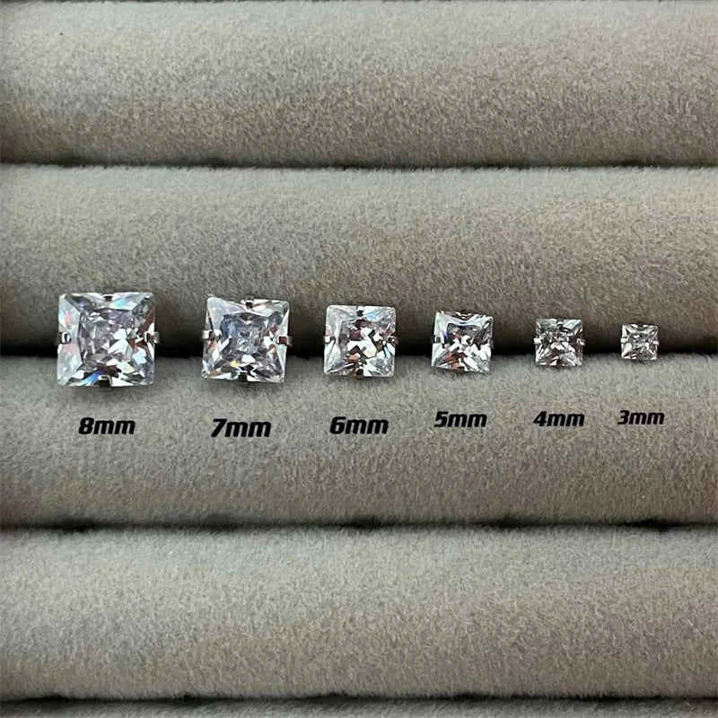 Lunivop 1PCS Classical Shiny Square Zircon Stainless Steel 1.2MM Ball Screws Earrings Ear Bone Nail Piercing Body Jewelry