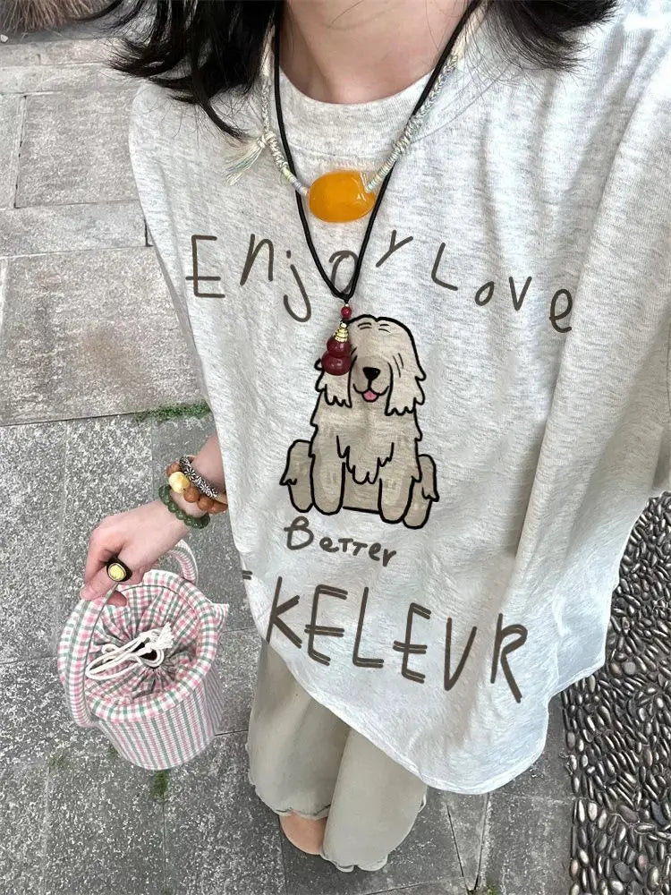 Lunivop  Women T Shirts Preppy Style Cartoon Printed Short Sleeve Summer Fashion Loose Sweet Tops Funny Female Tshirt Casual