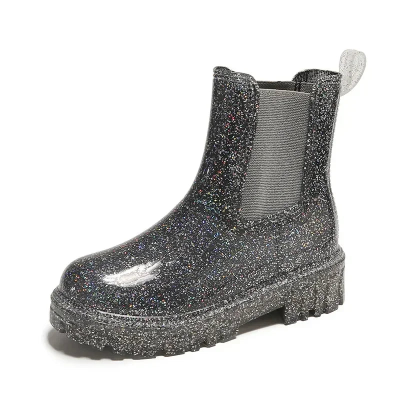 Lunivop New Women's Shiny Color Fashion Rain Boots Four Seasons Wearable Water Shoes Ladies Outdoor Waterproof Mid-tube Ankle Boots