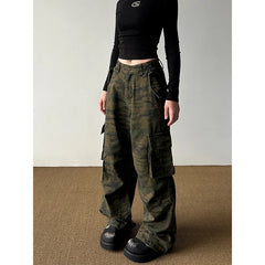 Lunivop Camouflage Womens Jeans High Waist Vintage 2000s Straight Baggy Y2K Denim Pants Hip Hop American Fashion Wide Leg Denim Trouser