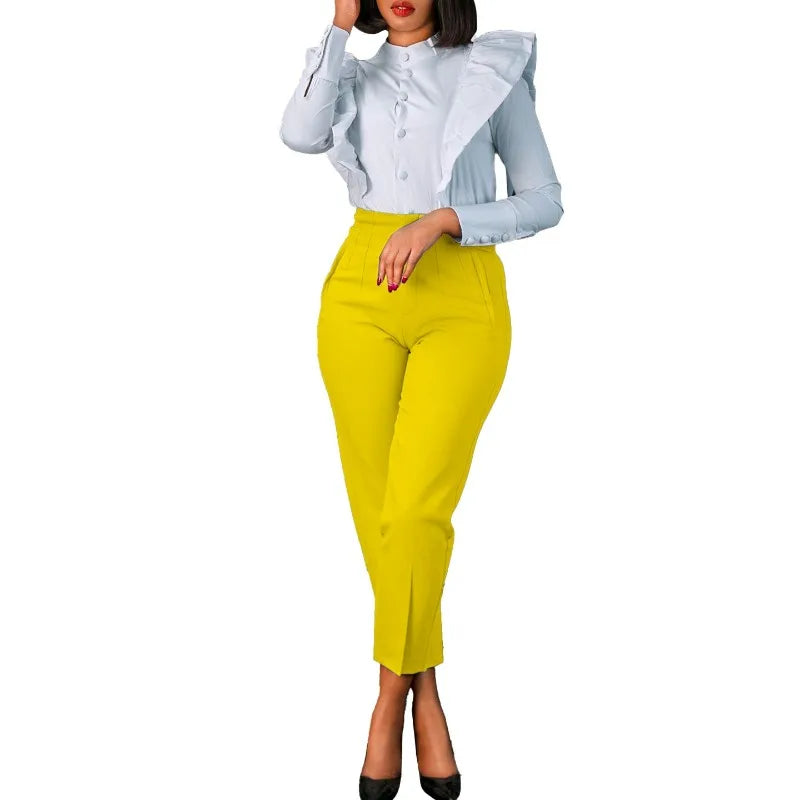 Lunivop  Woman Solid Trouser High Waist Slim Zipper Fly Long Pants Female Wild Commute Office Lady Woman Pencil Pant Street