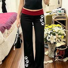 Lunivop  Women's Pants Black Flare Trousers Y2K Vintage Fashion Casual Streetwear Cute Sweet Cartoon Aesthetics American Style Harajuku