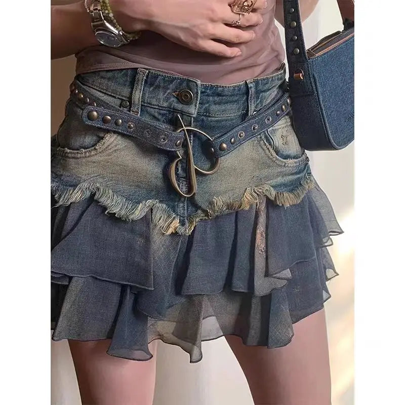 Lunivop  Y2k Vintage Women Patchwork Skirt Summer Harajuku Korean Style Streetwear Elegant Fashion A-line Mini Skirts Hot Girls Clothes