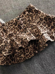 Lunivop  Sexy Ruffles Leopard Skirts Women Vintage Slim High Waist Y2K Mini Skirt Sexy Female Streetwear Retro Spring A Line Skirt