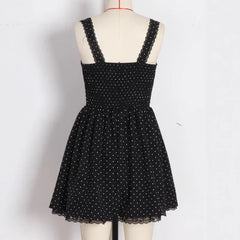 Lunivop  Sexy Backless Mini Dress with Belt Polka Dot Strapless Summer Sleeveless Women's Clothing Square Collar Chinese Origin