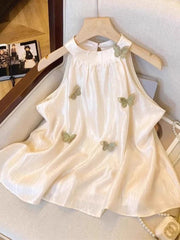 Lunivop  3D Bufferfly Halter Tanks Women Sweet Fashion Loose Elegant Tanks Korean Chic Causal Summer Female All Match Sleeveless Top