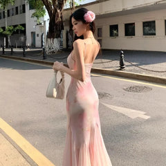Lunivop  Rendering Floral Dress Women's Summer Super Fairy Gauze Skirt Sexy Hip-hugging Waist Slim Fishtail