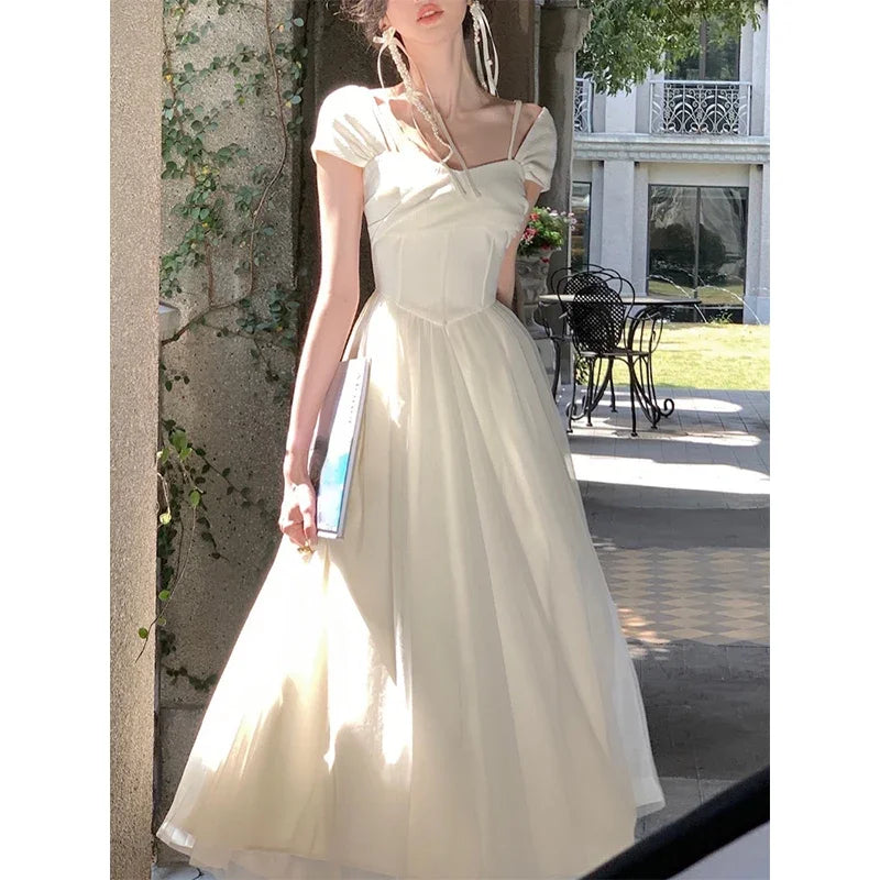 Lunivop  Summer Sweet Elegant Formal Dress Women Lace Beach Style Causal Party Midi Dress Female Slim One Piece Dress Korean Vintage