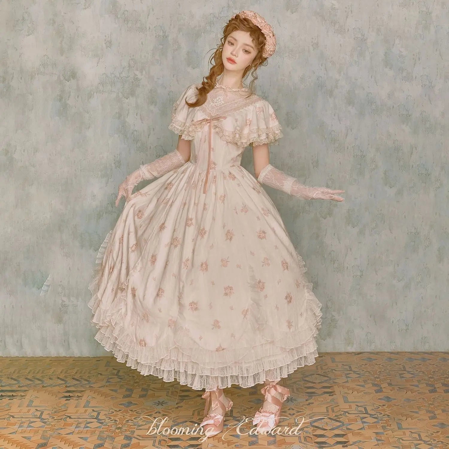 Lunivop Palace Style Princess Dress Lace Flower Fairy Summer Vintage Frock Lolita Romantic Victorian Ceremonial Dresses Female