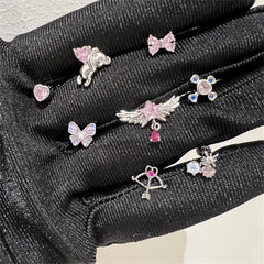 Lunivop 1 PCS New Cute Pink Zircon Crystal Cochlea Ear Bone Nail 316L Medical Titanium Steel Earrings for Women Y2K Hottie Accessories