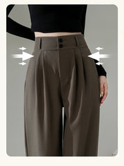 Lunivop  Jielur High Waist Wide Leg Pants for Women New Loose Straight Coffee Trousers Autumn Double Buttons Casual Suit Pants Female