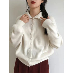 Lunivop High Neck Button Down Cardigan Women Long Sleeve Knitted Sweater Jacket Cozy Knitwear Teen-girl Fall Winter Basic Chic Knitwear