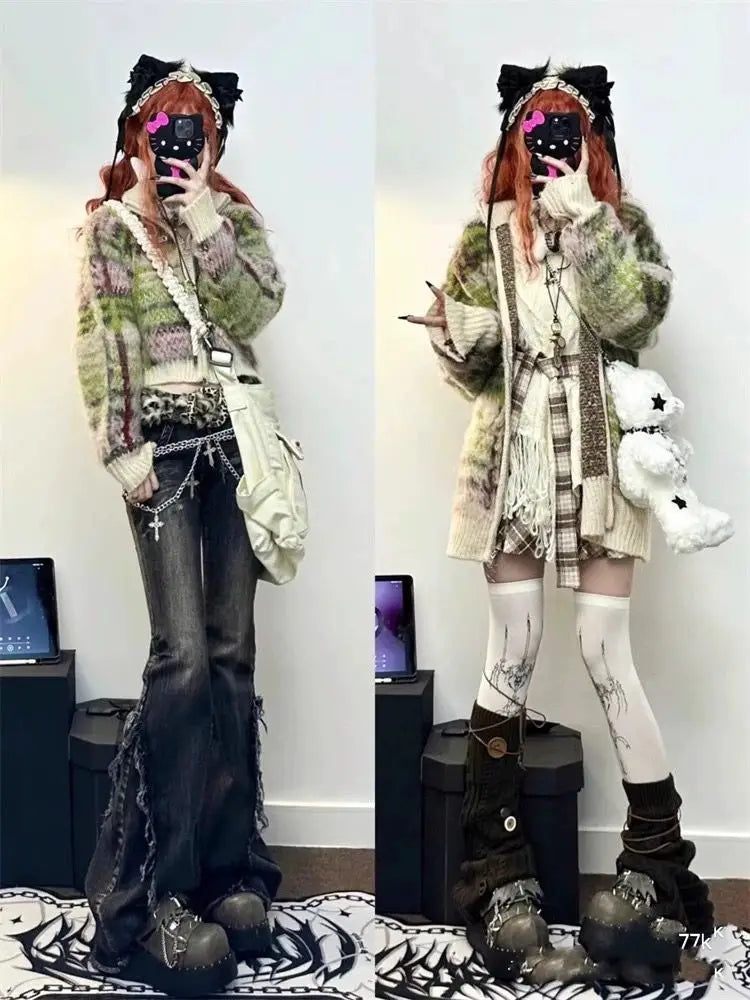 Lunivop  American High Street Bell Bottom Jeans Vintage Washed Low-waist Denim Pants 2025 Summer New Loose Straight Wide Leg Pants