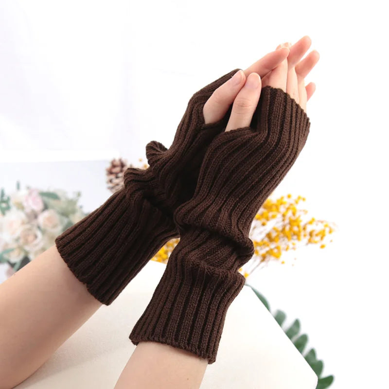 Lunivop Long Fingerless Gloves Women Mitten Winter Arm Warmer Kawaii Knitted Sleeve Soft Girls Anime Clothes Punk Gothic Lolita Gloves