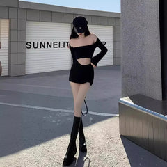 Lunivop High-waisted Black Bodycon Skirt Sexy Slimming Mini Dress New 2024 Spring Women's Fashion Korean Style Ultra-pure Desire