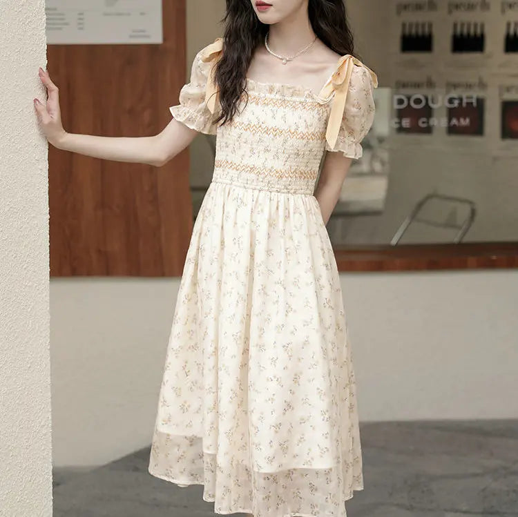 Lunivop  Dress New Summer Skirt Women's French Retro Sweet Gentle Style Floral