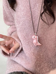 Lunivop Sweet Cute Elephant Dinosaur Pendant Necklace for Women Men Fashion Long Rope Chain Necklace Vintage Y2K Jewelry Accessories