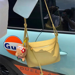Lunivop  Sweet Cute Yellow Tote Bag Women Pebbled Leather Large Capacity Shoulder Bag Ladies Fashion Vibrant Commuter Crossbody Bags