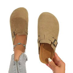 Lunivop New Autumn Winter Concise Retro Outside Flat with Women's Slippers Outside Size 46 Mules Modern Sandals Buckle Shoes Strap