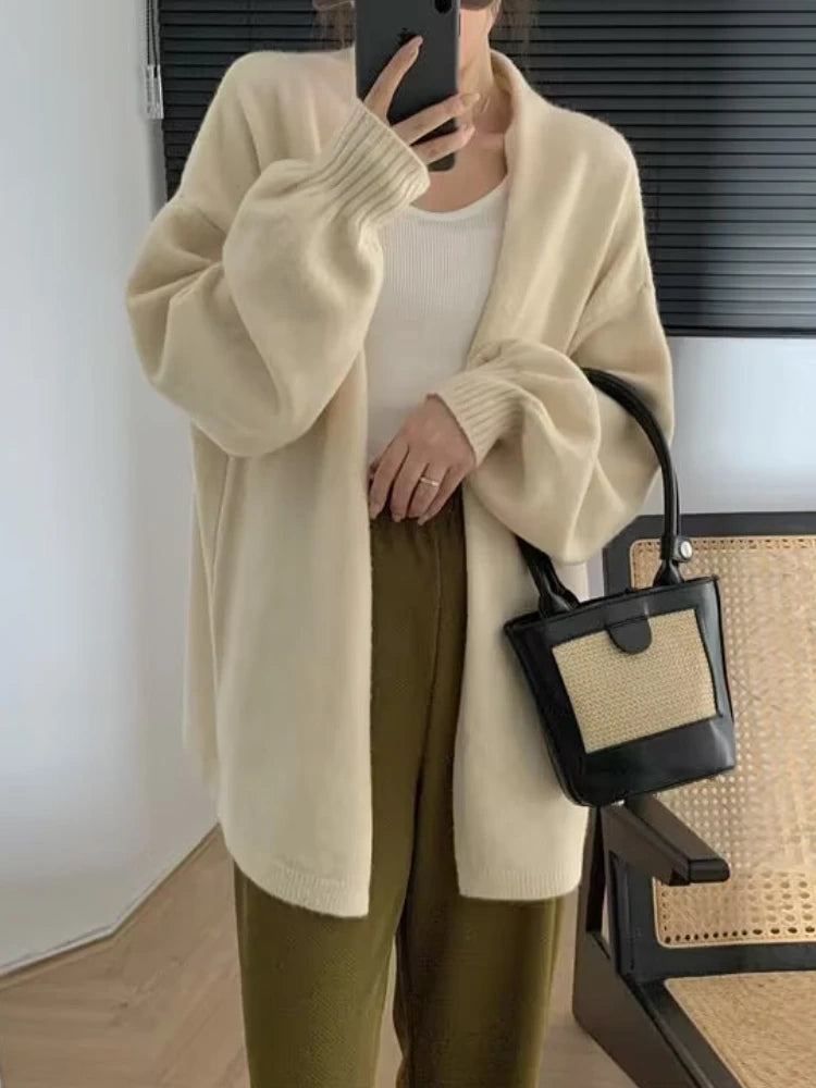 Lunivop Oversized Open Front Knit Cardigan for Women Comfy Sweater Coat Female Open-front Duster Cardi Casual Chic Autumn Winter Outfit