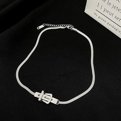 Lunivop Belt Buckle Choker Snake Chain Necklaces For Sexy Women Minimalist Titanium Steel Hip Hop Necklace Punk Cool Trend Jewelry