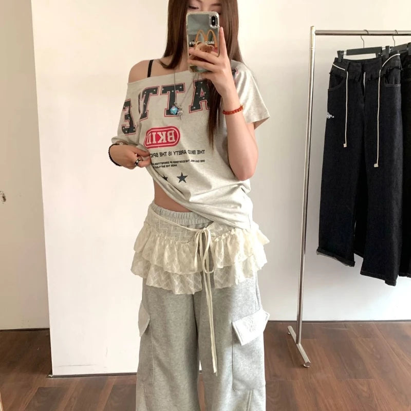 Lunivop Korean Style Mini Skirts Women Harajuku Sweet Lace Up Short Skirts Cute High Waist Y2k Streetwear Black Ruffle Skirt