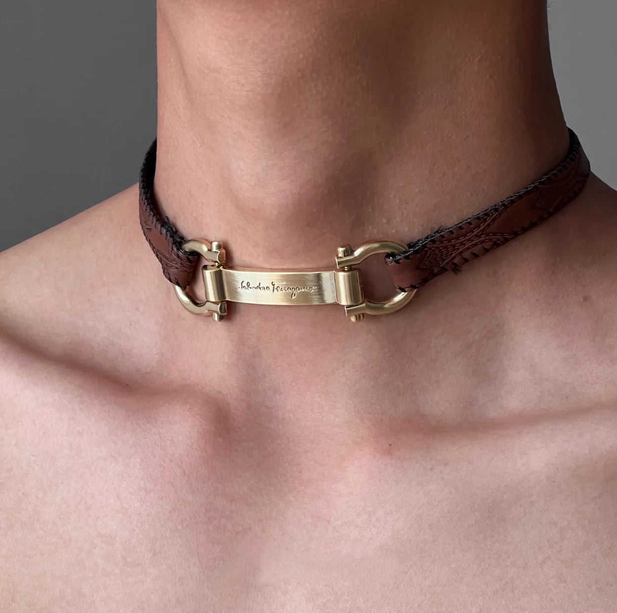 Lunivop Horseshoe Buckle Leather Metal Collar Choker Necklace for Women Men Y2k Hot Girl Retro Cool Punk Gothic Necklace